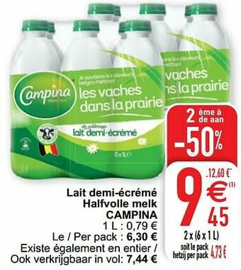 Cora Lait demi-écrémé halfvolle melk campina aanbieding