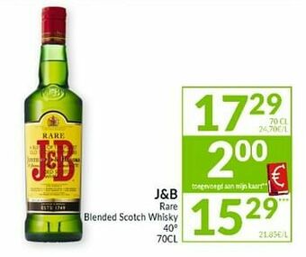 Intermarché J+b rare blended scotch whisky aanbieding