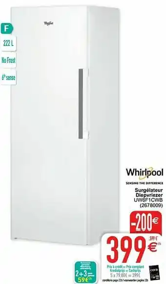 Cora Whirlpool surgélateur diepvriezer uw6f1cwb aanbieding
