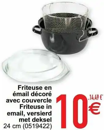 Cora Friteuse en émail décoré avec couvercle friteuse in email, versierd met deksel aanbieding