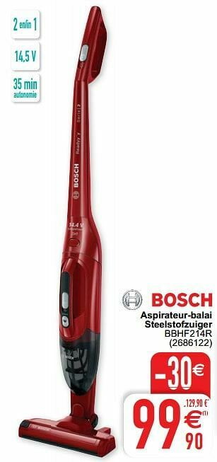 Cora Bosch aspirateur-balai steelstofzuiger bbhf214r aanbieding