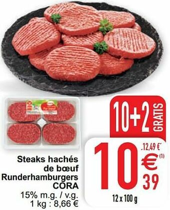 Steaks hachés de boeuf runderhamburgers cora