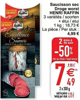 Cora Saucisson sec droge worst henri raffin aanbieding
