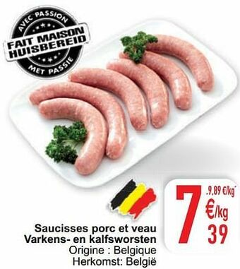 Saucisses porc et veau varkens- en kalfsworsten