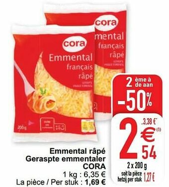 Cora Emmental râpé geraspte emmentaler cora aanbieding