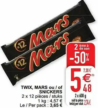 Cora Twix mars ou - of snickers aanbieding