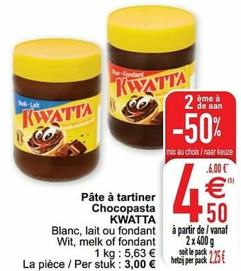Pâte à tartiner chocopasta kwatta