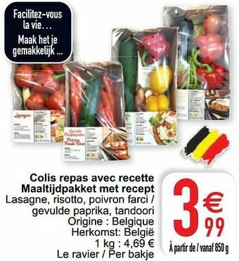 Colis repas avec recette maaltijdpakket met recept