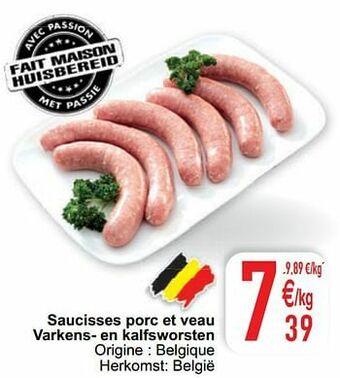 Saucisses porc et veau varkens- en kalfsworsten