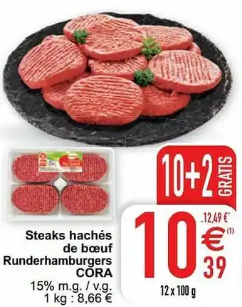 Steaks hachés de boeuf runderhamburgers cora