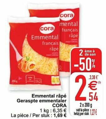 Cora Emmental râpé geraspte emmentaler cora aanbieding