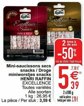 Cora Mini-saucissons secs snacks - droge miniworstjes snacks henri raffin excellence aanbieding