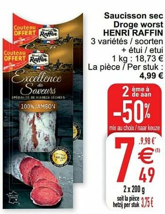 Saucisson sec droge worst henri raffin