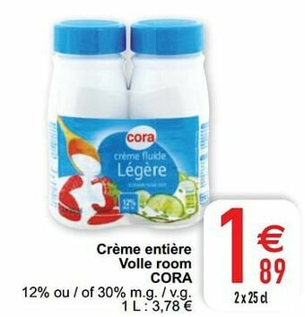 Crème entière volle room cora
