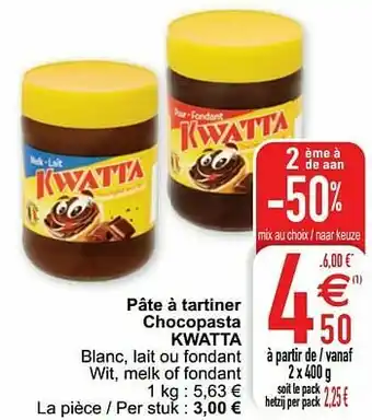 Pâte à tartiner chocopasta kwatta