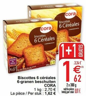 Biscottes 6 céréales 6-granen beschuiten cora