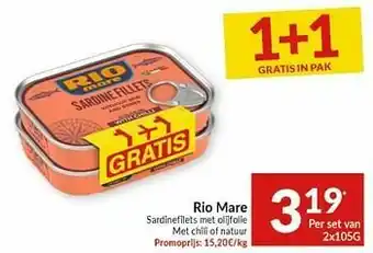 Intermarché Rio mare sardinefilets met olijfolie met chili of natuur aanbieding
