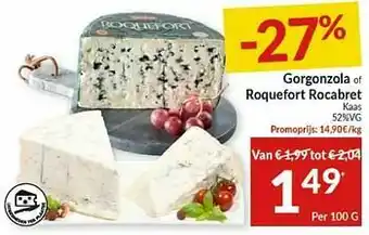 Gorgonzola of roquefort rocabret kaas
