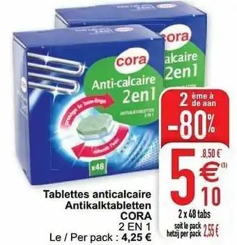 Cora Tablettes anticalcaire antikalktabletten cora 2 en 1 aanbieding