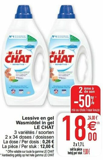 Cora Lessive en gel wasmiddel in gel le chat aanbieding