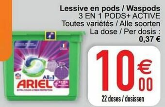Cora Lessive en pods - waspods 3 en 1 pods+ active aanbieding