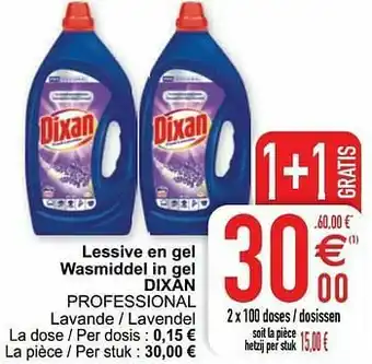 Cora Lessive en gel wasmiddel in gel dixan professional aanbieding