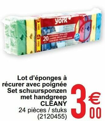Cora Lot d’éponges à récurer avec poignée set schuursponzen met handgreep cleany aanbieding