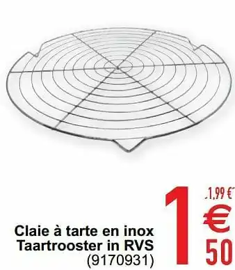 Claie à tarte en inox taart rooster in rvs