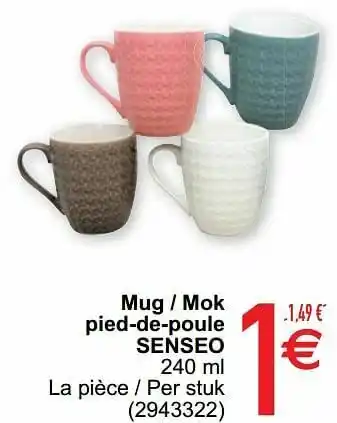 Cora Mug - mok pied-de-poule senseo aanbieding