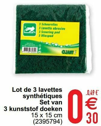 Lot de 3 lavettes synthétiques set van 3 kunststof doeken