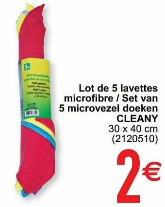 Lot de 5 lavettes microfibre - set van 5 microvezel doeken cleany