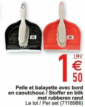 Pelle et balayette avec bord en caoutchouc - stoffer en blik met rubberen rand