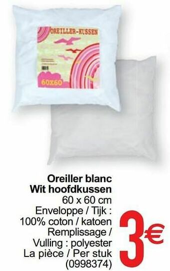 Cora Oreiller blanc wit hoofdkussen aanbieding