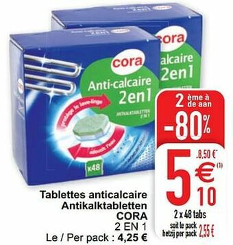 Cora Tablettes anticalcaire antikalktabletten cora 2 en 1 aanbieding