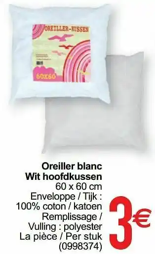 Cora Oreiller blanc wit hoofdkussen aanbieding