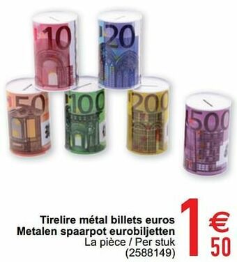 Cora Tirelire métal billets euros metalen spaarpot eurobiljetten aanbieding