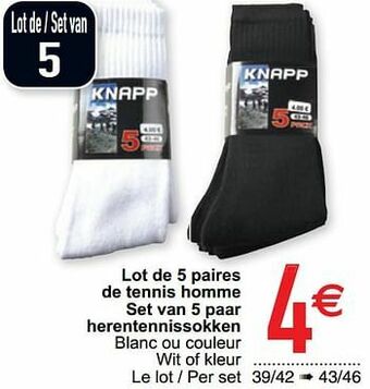 Cora Lot de 5 paires de tennis homme set van 5 paar herentennissokken aanbieding