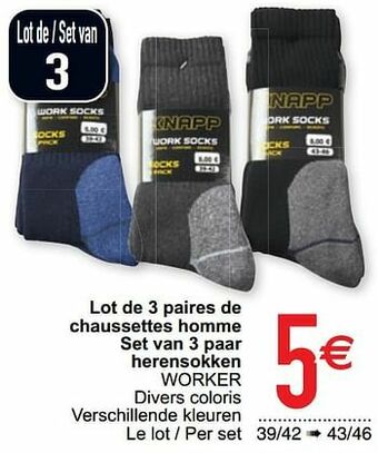 Lot de 3 paires de chaussettes homme set van 3 paar herensokken worker