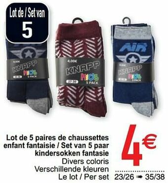 Cora Lot de 5 paires de chaussettes enfant fantaisie - set van 5 paar kindersokken fantasie aanbieding