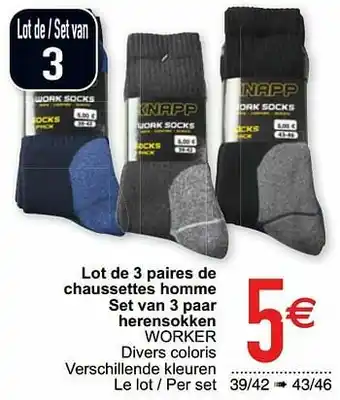 Lot de 3 paires de chaussettes homme set van 3 paar herensokken worker