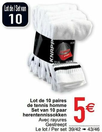 Cora Lot de 10 paires de tennis homme set van 10 paar herentennissokken aanbieding