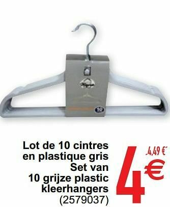 Cora Lot de 10 cintres en plastique gris set van 10 grijze plastic kleerhangers aanbieding