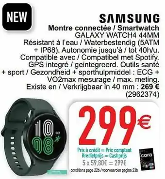 Cora Samsung montre connectée - smartwatch galaxy watch4 44mm aanbieding
