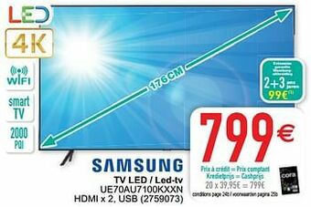 Cora Samsung tv led - led-tv ue70au7100kxxn aanbieding