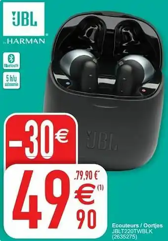 Cora Jbl ecouteurs - oortjes jblt220twblk aanbieding