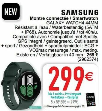 Cora Samsung montre connectée - smartwatch galaxy watch4 44mm aanbieding