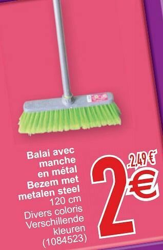 Balai avec manche en métal bezem met metalen steel