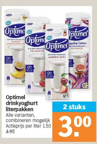 Albert Heijn Optimel drinkyoghurt literpakken aanbieding