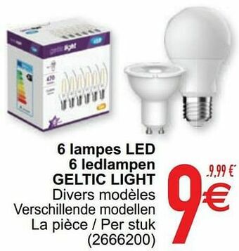 6 lampes led 6 ledlampen geltic light