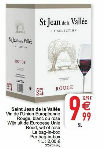 Saint jean de la vallée vin de l’union européenne rouge blanc ou rosé wijn uit de europese unie rood wit of rosé